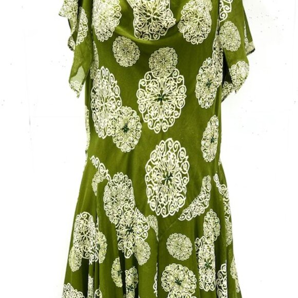 RB Collection New York dress , casual or beach wear olive Floral zipper(22) - Picture 9 of 10
